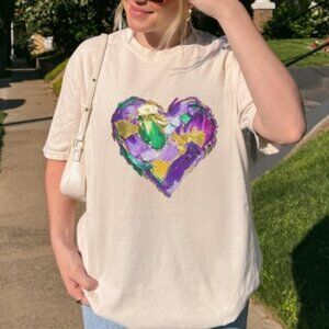 Mardi Gras Shirt, Brushstroke Heart TShirt